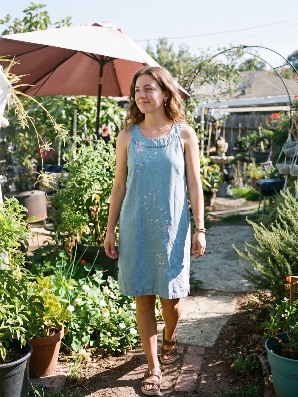 Vintage Expressions Embroidered Denim Shift Dress Size M